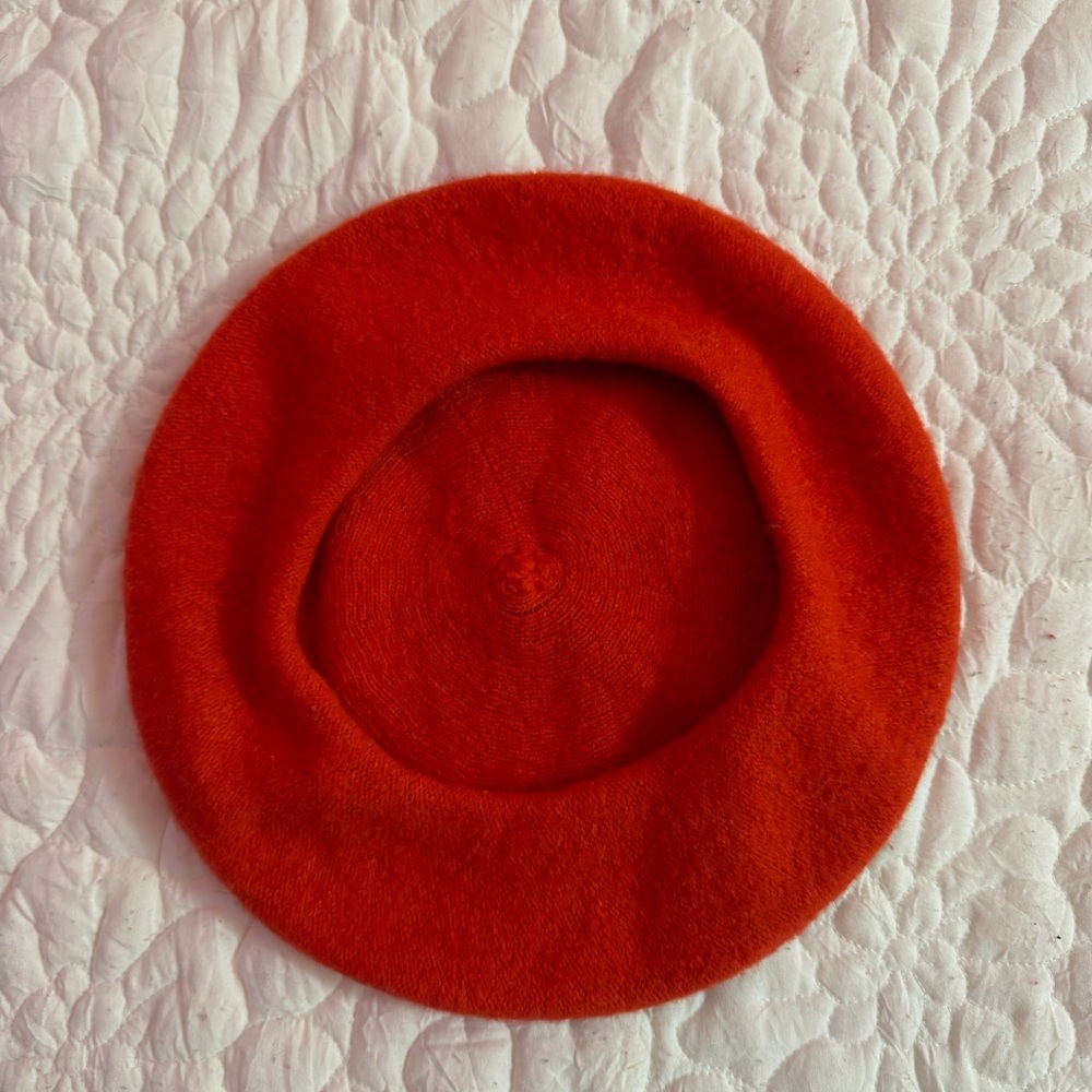 Classic Orange Wool Beret - Picture 2 of 2